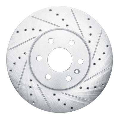 R1 21-22 Chevrolet Colorado Front Right Drilled & Slotted Silver Brake Rotor