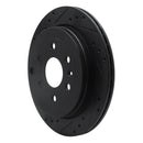 R1 07-17 Buick Enclave Rear Left Drilled & Slotted Black Brake Rotor