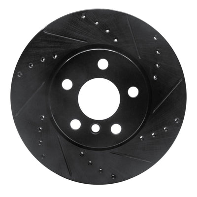R1 14-21 Mini Cooper Clubman Front Right Drilled & Slotted Black Brake Rotor