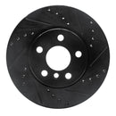 R1 14-21 Mini Cooper Clubman Front Right Drilled & Slotted Black Brake Rotor