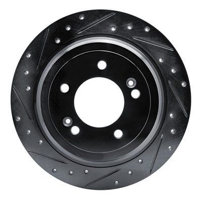 R1 17-25 Hyundai Nexo Rear Left Drilled & Slotted Black Brake Rotor