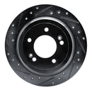 R1 17-25 Hyundai Nexo Rear Left Drilled & Slotted Black Brake Rotor