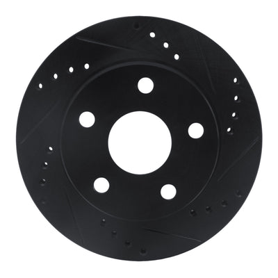 R1 91-94 Toyota Previa Front Right Drilled & Slotted Black Brake Rotor