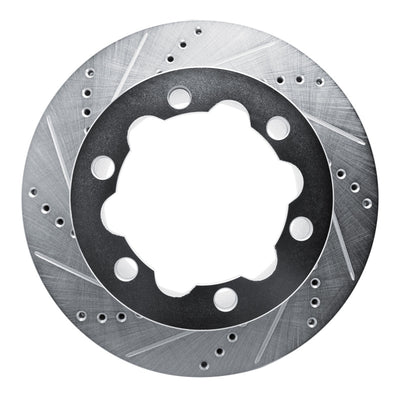 R1 06-25 American Coach Patriot Rear Left Drilled & Slotted Silver Brake Rotor
