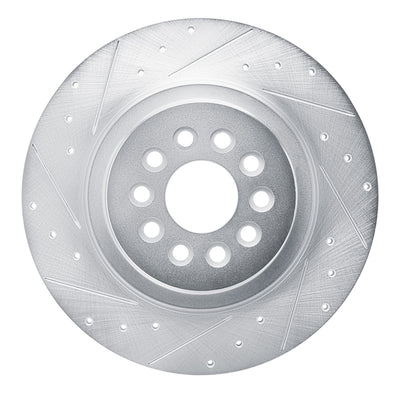 R1 03-05 Jaguar S-Type Rear Left Drilled & Slotted Silver Brake Rotor