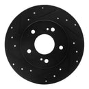 R1 94-04 Infiniti I30 Rear Left Drilled & Slotted Black Brake Rotor