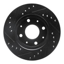 R1 84-06 Honda CRX Front Right Drilled & Slotted Black Brake Rotor