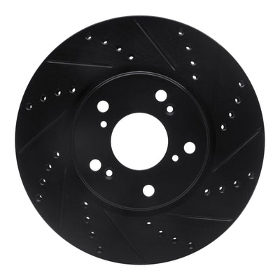 R1 13-22 Honda Accord Coupe Front Right Drilled & Slotted Black Brake Rotor