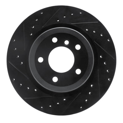 R1 06-15 BMW 335XI Rear Left Drilled & Slotted Black Brake Rotor