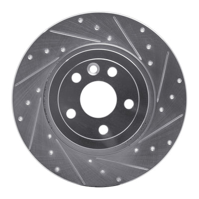 R1 16-19 Land Rover Range Rover Evoque Rear Right Drilled & Slotted Silver Brake Rotor