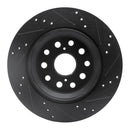 R1 07-17 Lexus LS460 Rear Left Drilled & Slotted Black Brake Rotor