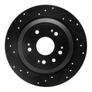 R1 10-15 Honda Crosstour Rear Left Drilled & Slotted Black Brake Rotor