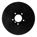 R1 00-03 BMW 540I Front Left Drilled & Slotted Black Brake Rotor