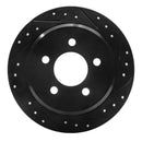 R1 93-98 Jeep Grand Cherokee Rear Right Drilled & Slotted Black Brake Rotor