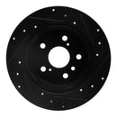 R1 92-03 Lexus ES300 Rear Left Drilled & Slotted Black Brake Rotor