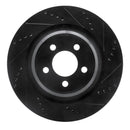 R1 05-23 Chrysler 300 Rear Right Drilled & Slotted Black Brake Rotor