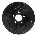R1 05-23 Chrysler 300 Rear Right Drilled & Slotted Black Brake Rotor
