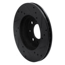R1 90-00 Honda Civic Wagon Front Left Drilled & Slotted Black Brake Rotor