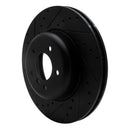R1 04-10 BMW 550I Front Left Drilled & Slotted Black Brake Rotor