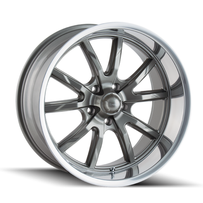 Ridler 650 18x9.5 / 5x120.65 BP / 0mm Offset / 83.82mm Hub Gloss Grey Polished Wheel