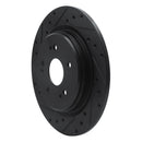 R1 15-25 Acura TLX Rear Left Drilled & Slotted Black Brake Rotor