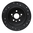 R1 86-93 Lexus ES250 Rear Left Drilled & Slotted Black Brake Rotor