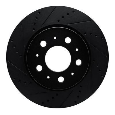 R1 17-25 Tesla Model 3 Front Left Drilled & Slotted Black Brake Rotor