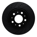 R1 17-25 Tesla Model 3 Front Left Drilled & Slotted Black Brake Rotor