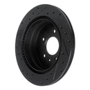 R1 07-15 Chevrolet Captiva Rear Right Drilled & Slotted Black Brake Rotor