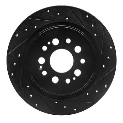 R1 17-25 Acura RDX Rear Right Drilled & Slotted Black Brake Rotor