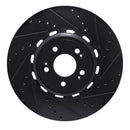 R1 21-26 Genesis GV70 Front Right Drilled & Slotted Black Brake Rotor