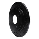 R1 14-19 Ford Fiesta Front & Rear Drilled & Slotted Black Brake Rotor Set