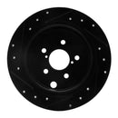 R1 12-23 Subaru XV Crosstrek Rear Right Drilled & Slotted Black Brake Rotor