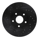 R1 99-04 Jeep Grand Cherokee Front Right Drilled & Slotted Black Brake Rotor