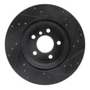 R1 12-20 BMW 330I Rear Left Drilled & Slotted Black Brake Rotor