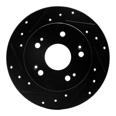 R1 97-15 Acura ILX Rear Left Drilled & Slotted Black Brake Rotor