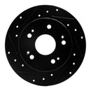 R1 97-15 Acura ILX Rear Left Drilled & Slotted Black Brake Rotor