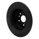 R1 08-13 Toyota Highlander Rear Left Drilled & Slotted Black Brake Rotor
