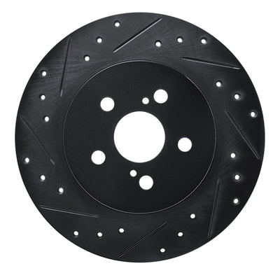 R1 11-17 Lexus CT200H Rear Left Drilled & Slotted Black Brake Rotor