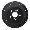 R1 11-17 Lexus CT200H Rear Left Drilled & Slotted Black Brake Rotor