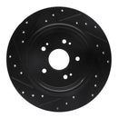 R1 15-25 Acura TLX Rear Drilled & Slotted Black Brake Rotor Set