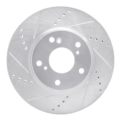 R1 16-25 Honda Civic Coupe Front Left Drilled & Slotted Silver Brake Rotor