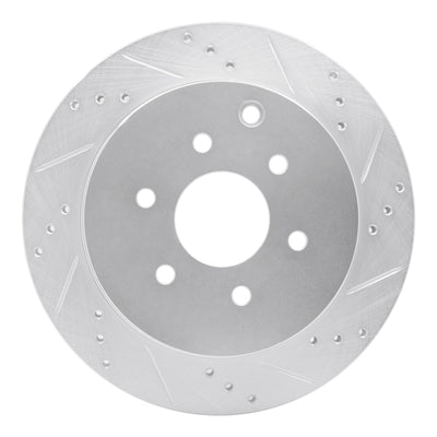 R1 05-12 Nissan Pathfinder Rear Right Drilled & Slotted Silver Brake Rotor