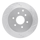 R1 05-12 Nissan Pathfinder Rear Right Drilled & Slotted Silver Brake Rotor