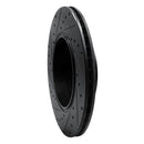 R1 02-05 BMW 745LI Rear Right Drilled & Slotted Black Brake Rotor