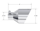 MBRP T304 SS Tip 2.5in ID, 5in OD Out, 8in Length, Angle Cut, Dual Wall