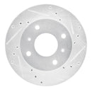 R1 85-89 Nissan STANZA Front Right Drilled & Slotted Silver Brake Rotor