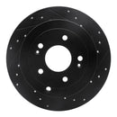 R1 07-09 Hyundai Santa Fe Rear Right Drilled & Slotted Black Brake Rotor