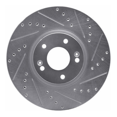 R1 07-12 Hyundai Veracruz Front Right Drilled & Slotted Silver Brake Rotor