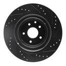 R1 08-24 Infiniti G37 Front & Rear Drilled & Slotted Black Brake Rotor Set